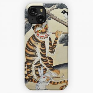 Korean Minhwa Tiger With Pipe iPhone 15 Slim Phone Case Cover
