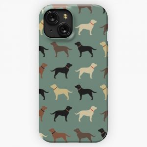 Labrador Retriever Dog Silhouettes Pattern With Chocolate Yellow Red And Black Labs iPhone 15 Slim Phone Case Cover