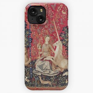 Lady And Unicorn Medieval Tapestry Five Senses Sight iPhone 15 Slim Phone Case Cover