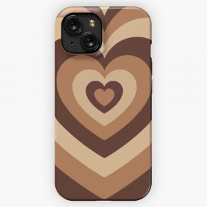 Latte Love Brown Hearts iPhone 15 Slim Phone Case Cover