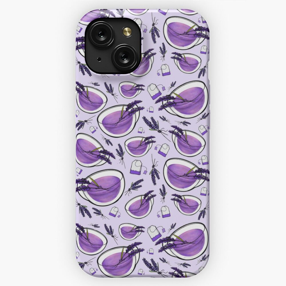 Lavender Tea Pattern iPhone 15 Slim Phone Case Cover