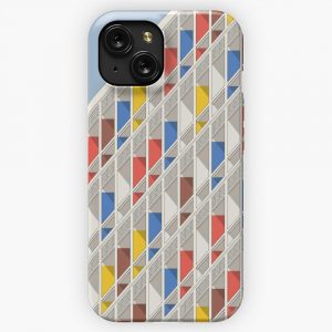 Le Corbusier Architecture Minimalist Illustration Facade Cite Radieuse iPhone 15 Slim Phone Case Cover