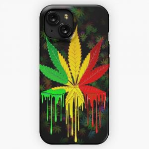 Leaf Rasta Colors Dripping Paint iPhone 15 Slim Phone Case Cover