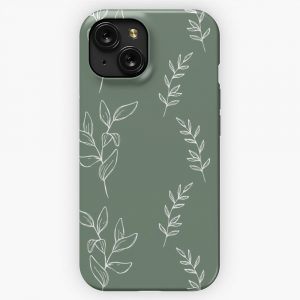 Leaves Sage Green 3 iPhone 15 Slim Phone Case Cover