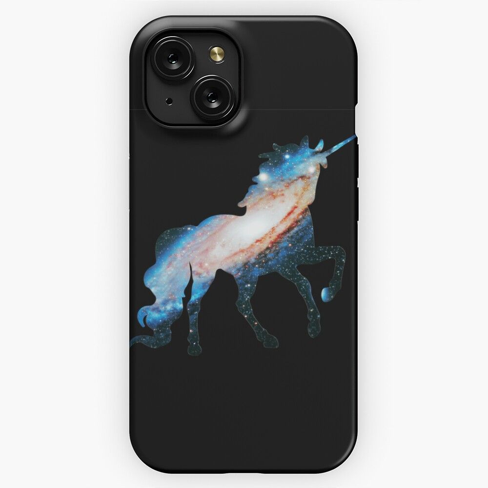 Legendary Animals Andromeda Galaxy Unicorn Outer Space Fairy Tale Galloping Unicorn Silhouette iPhone 15 Slim Phone Case Cover
