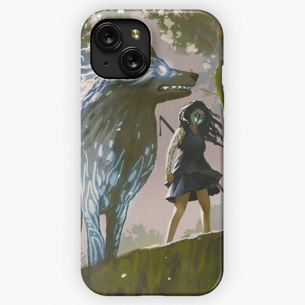 Legendary Animals Glowing Wolf And Warrior Woman By Ian Fantasy iPhone 15 Slim Phone Case Cover