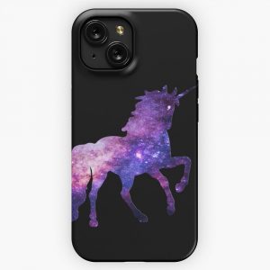Legendary Animals Milky Way Galaxy Unicorn Outer Space Fairy Tale Galloping Unicorn Silhouette iPhone 15 Slim Phone Case Cover