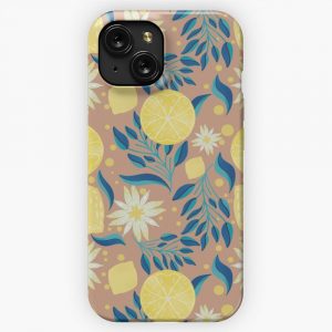 Lemon Floral Pattern iPhone 15 Slim Phone Case Cover