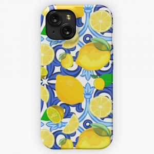Lemon On Top Of Blue And White Tile Italian Style iPhone 15 Slim Phone Case Cover