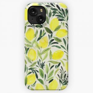Lemons Watercolor On Creme White iPhone 15 Slim Phone Case Cover