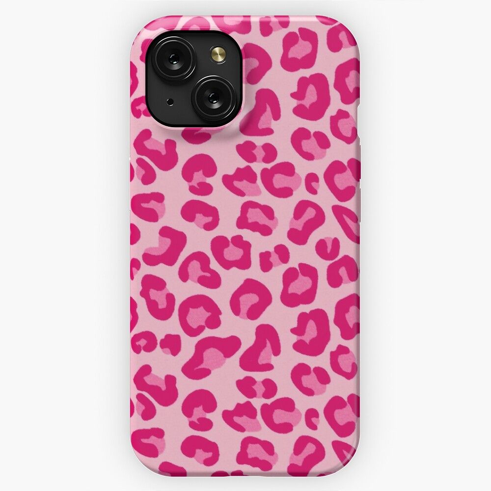 Leopard Print In Pastel Pink Hot Pink And Fuchsia iPhone 15 Slim Phone Case Cover