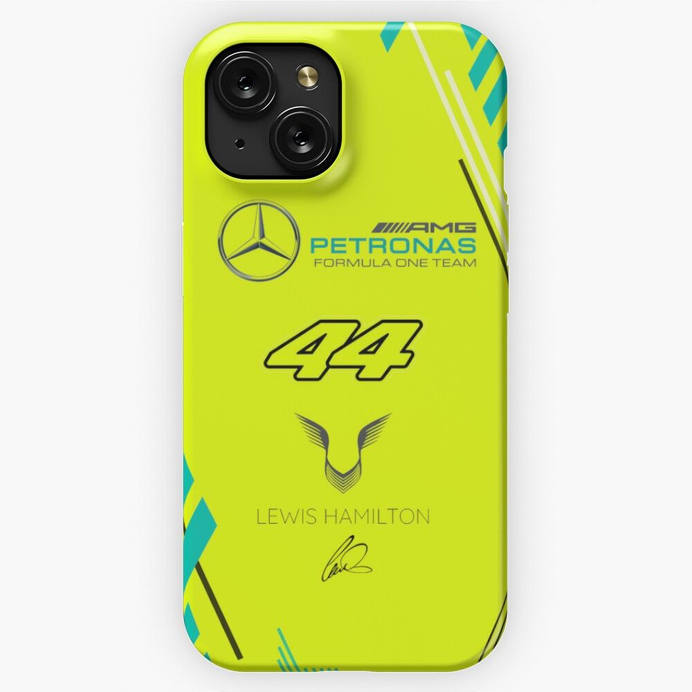 Lewis Hamilton Smartphone Cover Yellow Mercedes Amg Petronas Formula 1 Team iPhone 15 Slim Phone Case Cover