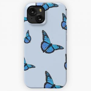Light Blue Butterfly iPhone 15 Slim Phone Case Cover