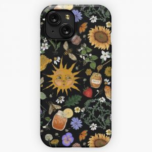 Litha Pattern Black iPhone 15 Slim Phone Case Cover