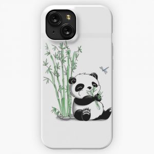 Little Panda Eat Bamboo iPhone 15 Slim Phone Case Cover