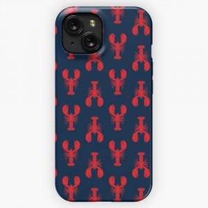 Lobsters Red On Navy iPhone 15 Slim Phone Case Cover