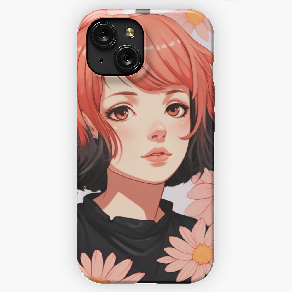 Lofi Girl With Flowers iPhone 15 Slim Phone Case Cover