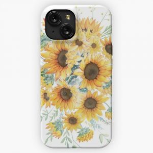 Loose Watercolor Sunflowers iPhone 15 Slim Phone Case Cover