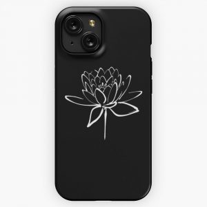 Lotus Flower Calligraphy White iPhone 15 Slim Phone Case Cover