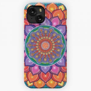 Lotus Rainbow Mandala iPhone 15 Slim Phone Case Cover