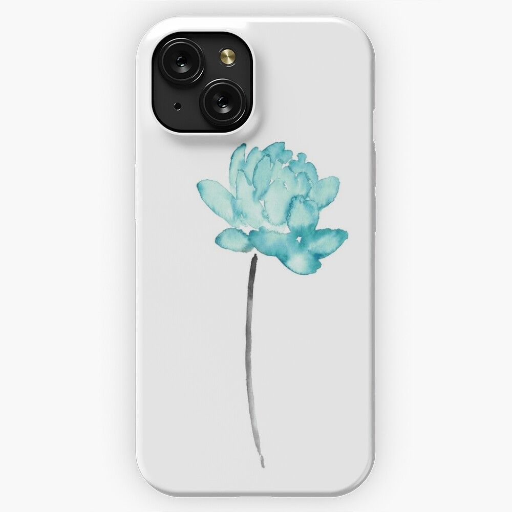 Lotus Water Flower Blue Watercolor Painting Picture Poster iPhone 15 Slim Phone Case Cover