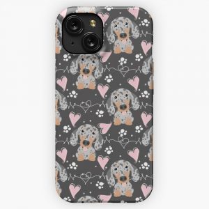 Love Blue Silver Dapple Dachshund Sausage Dog iPhone 15 Slim Phone Case Cover