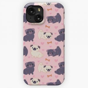 Love Pugs Pattern iPhone 15 Slim Phone Case Cover