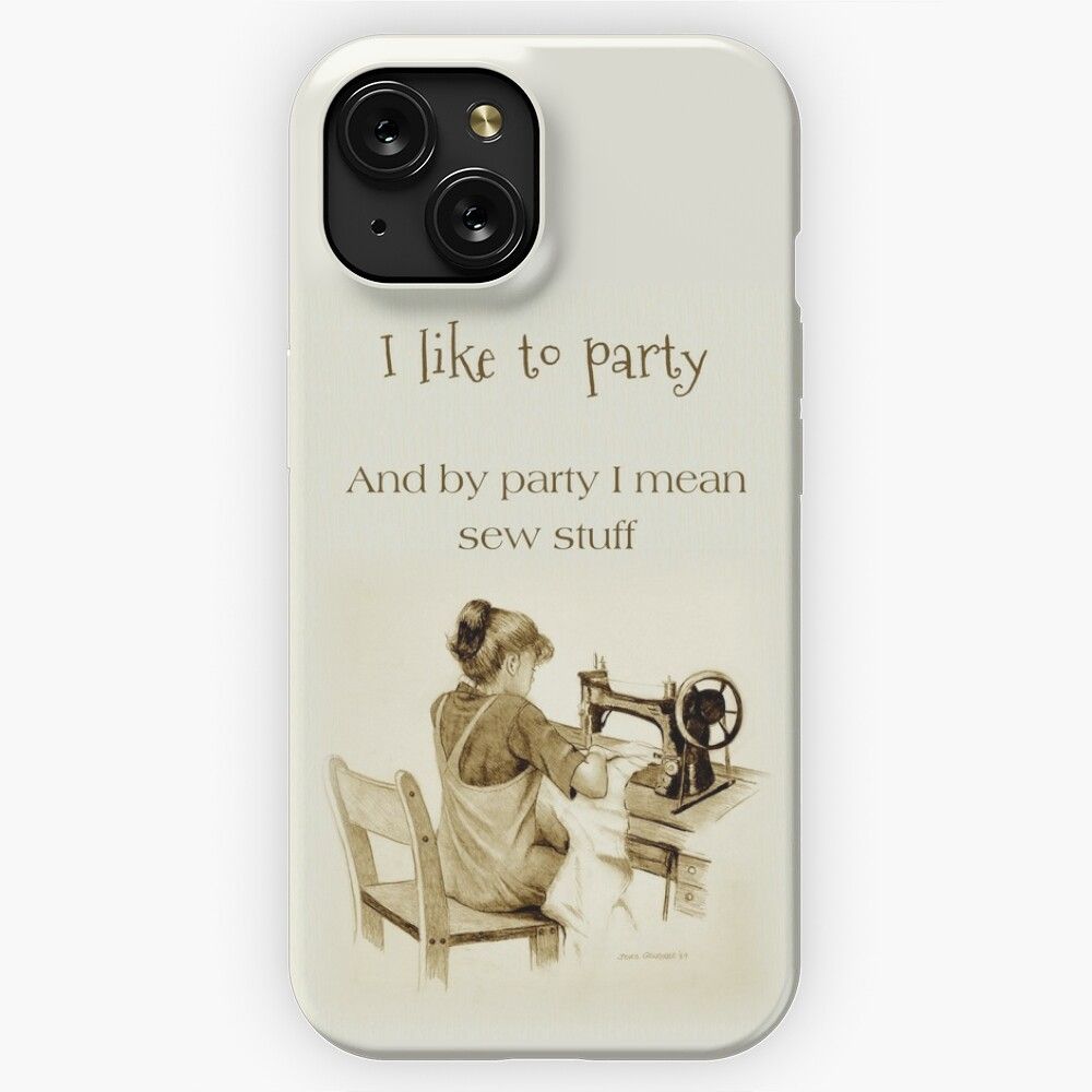 Love Sewing Drawing Of Girl At Machine Humor Art iPhone 15 Slim Phone Case Cover
