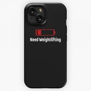 Low Battery Need Weightlifting Activities Hobbies Gift iPhone 15 Slim Phone Case Cover