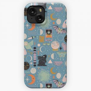 Lunar Pattern Blue Moon iPhone 15 Slim Phone Case Cover