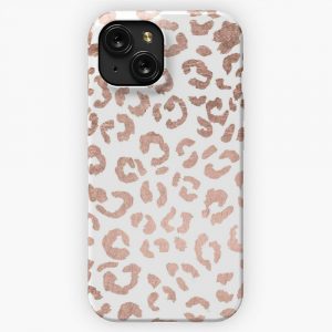 Luxurious Hand Drawn Rose Gold Leopard Print iPhone 15 Slim Phone Case Cover