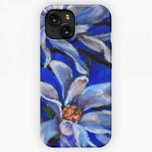 Magnolia In Blue iPhone 15 Slim Phone Case Cover