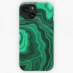 Malachite Green Faux Marble With Gold Veins Iii iPhone 15 Slim Phone Case Cover