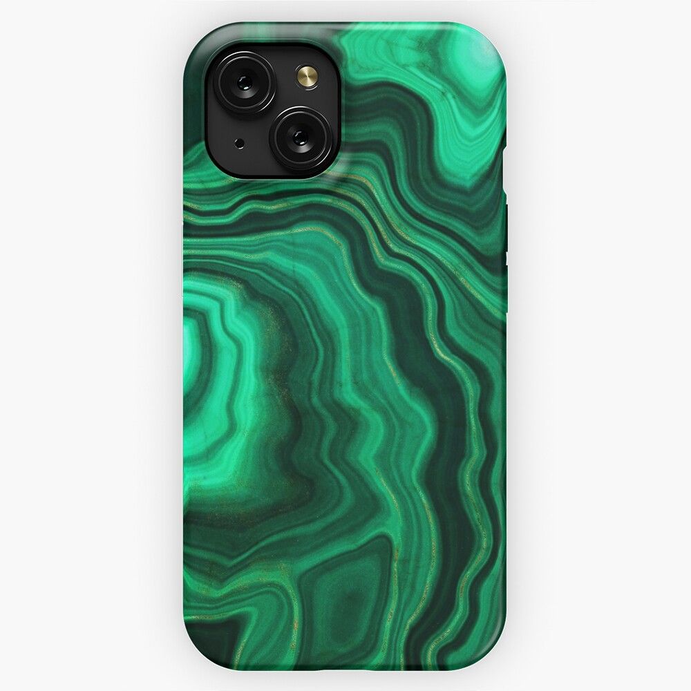 Malachite Green Faux Marble With Gold Veins Iii iPhone 15 Slim Phone Case Cover