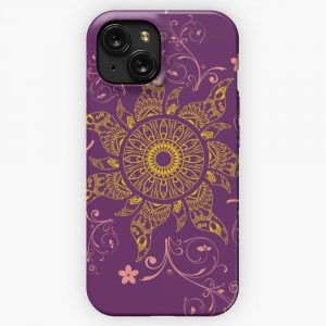 Mandala Gold Flower iPhone 15 Slim Phone Case Cover
