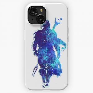 Mando Silhouette Blue Paint Spatter iPhone 15 Slim Phone Case Cover