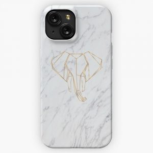 Marble Gold Origami Elephant iPhone 15 Slim Phone Case Cover