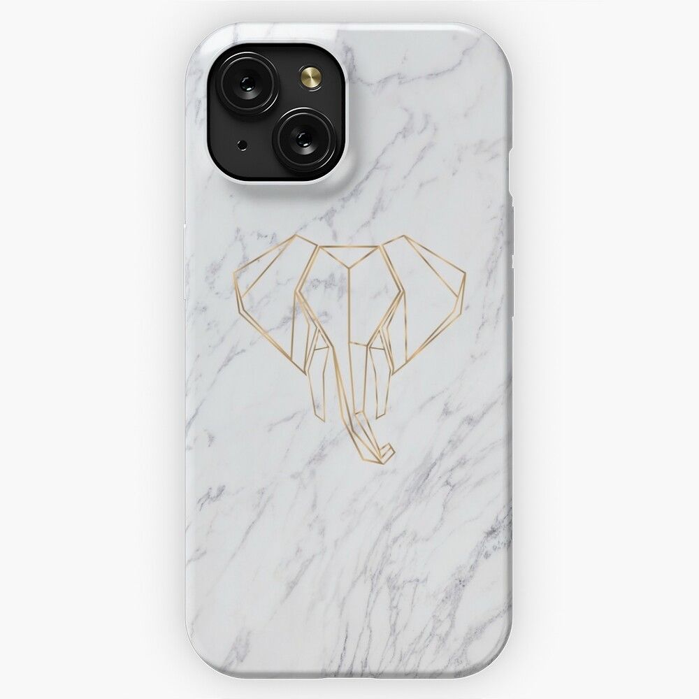 Marble Gold Origami Elephant iPhone 15 Slim Phone Case Cover