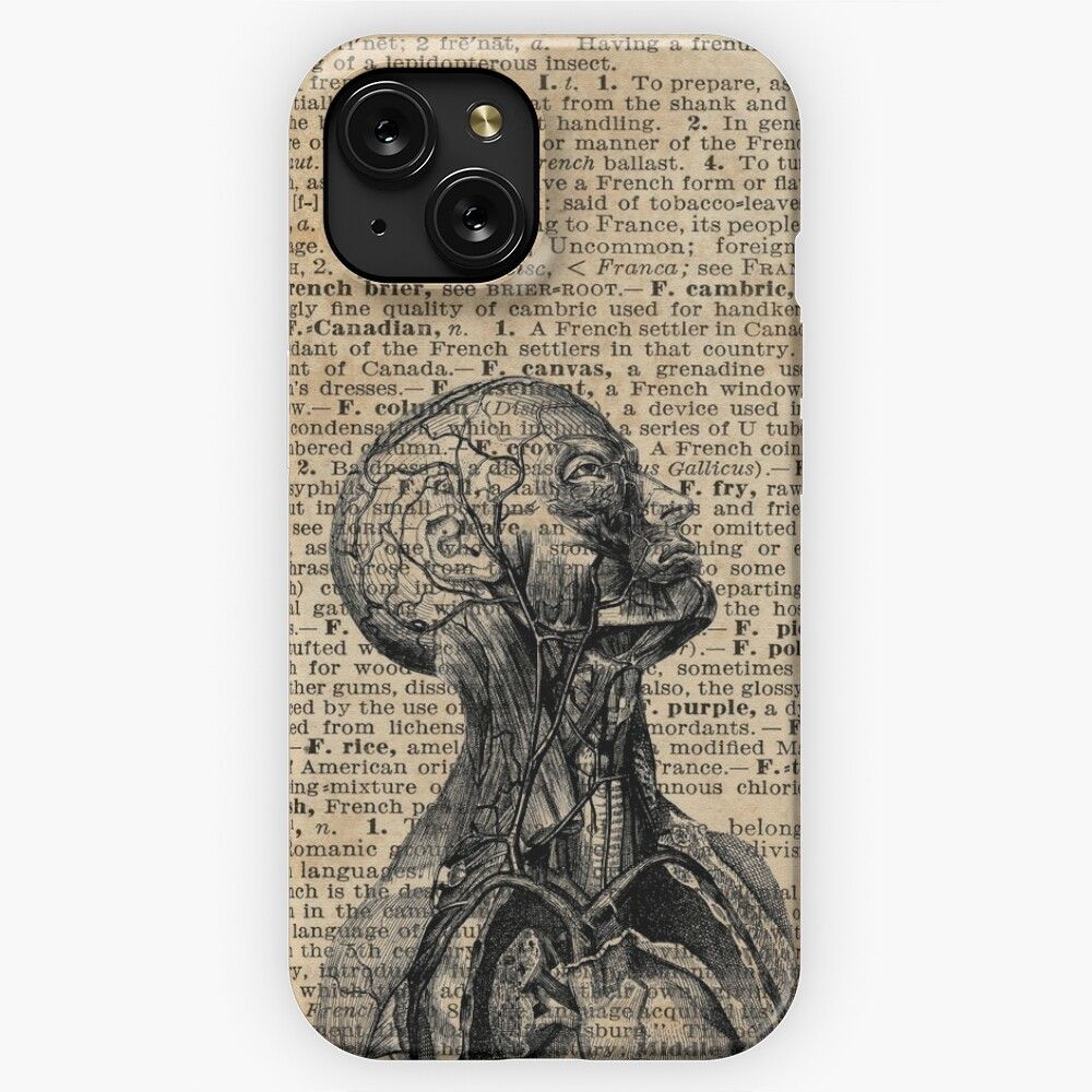Medical Human Anatomy Illustration Over Old Book Page iPhone 15 Slim Phone Case Cover