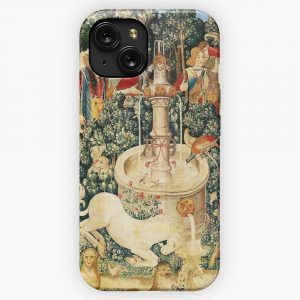 Medieval Unicorn Floral Tapestry 3 iPhone 15 Slim Phone Case Cover