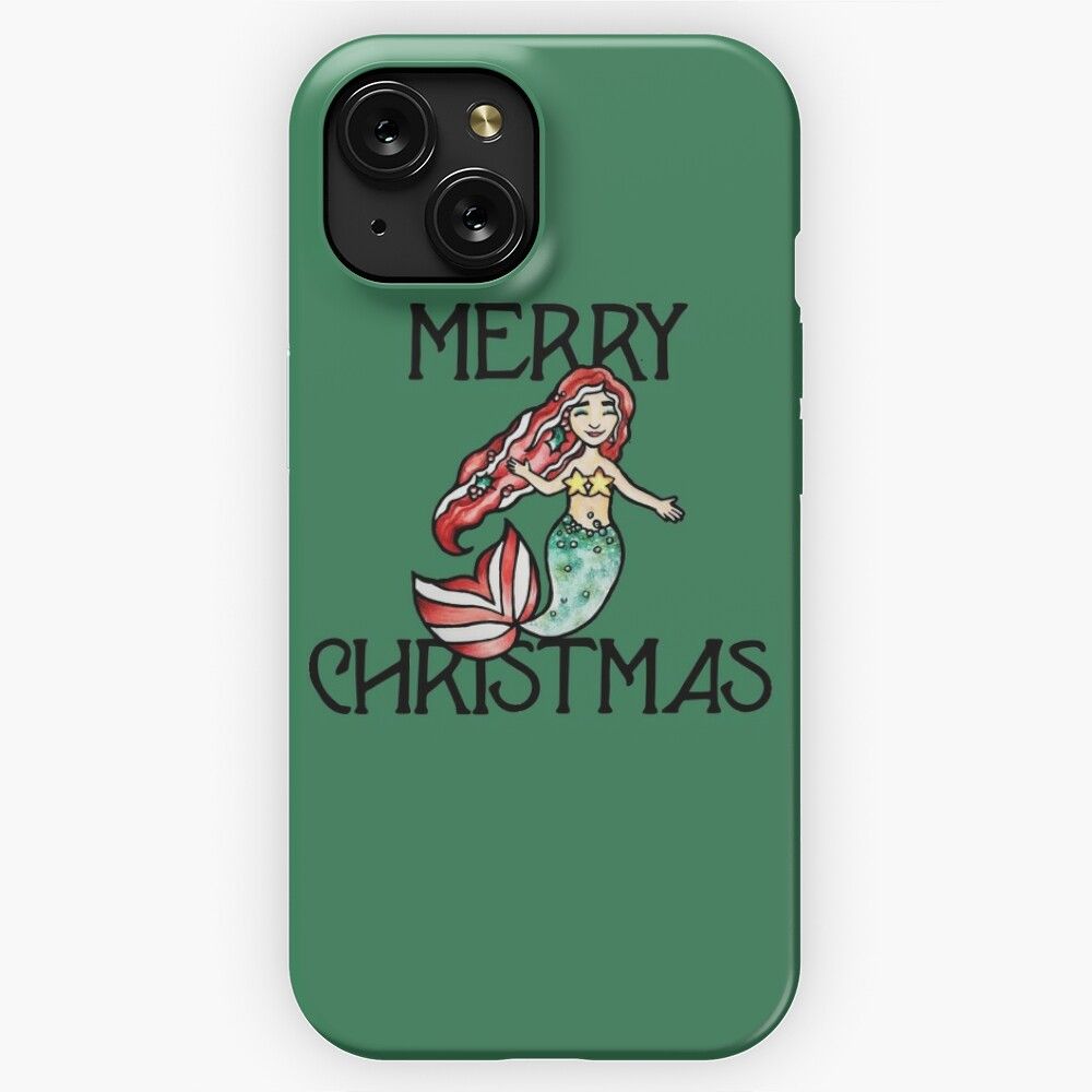 Merry Christmas Mermaid iPhone 15 Slim Phone Case Cover