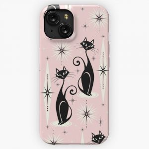 Mid Century Meow Retro Atomic Cats iPhone 15 Slim Phone Case Cover