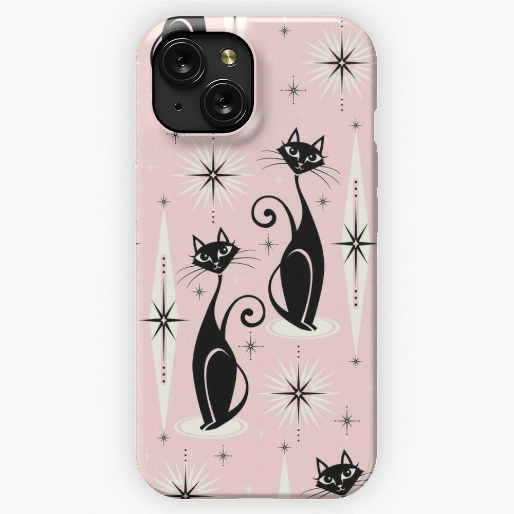 Mid Century Meow Retro Atomic Cats iPhone 15 Slim Phone Case Cover