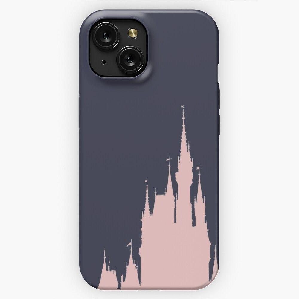 Millenial Pink Magic Castle Silhouette Dark Blue iPhone 15 Slim Phone Case Cover