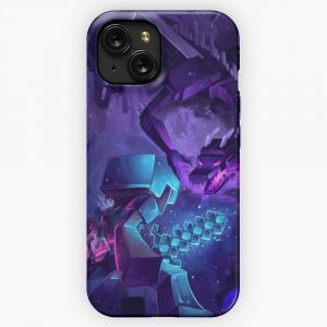 Minecraft Epic Enderdragon Battle Art iPhone 15 Slim Phone Case Cover