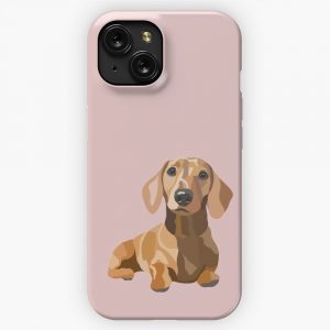 Miniature Dachshund Dog Portrait Digital Illustration iPhone 15 Slim Phone Case Cover