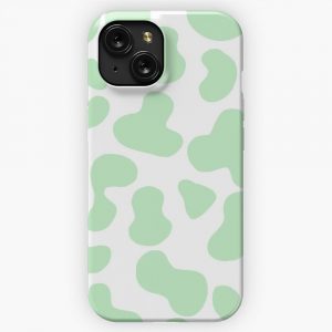 Mint Green Cow Pattern iPhone 15 Slim Phone Case Cover