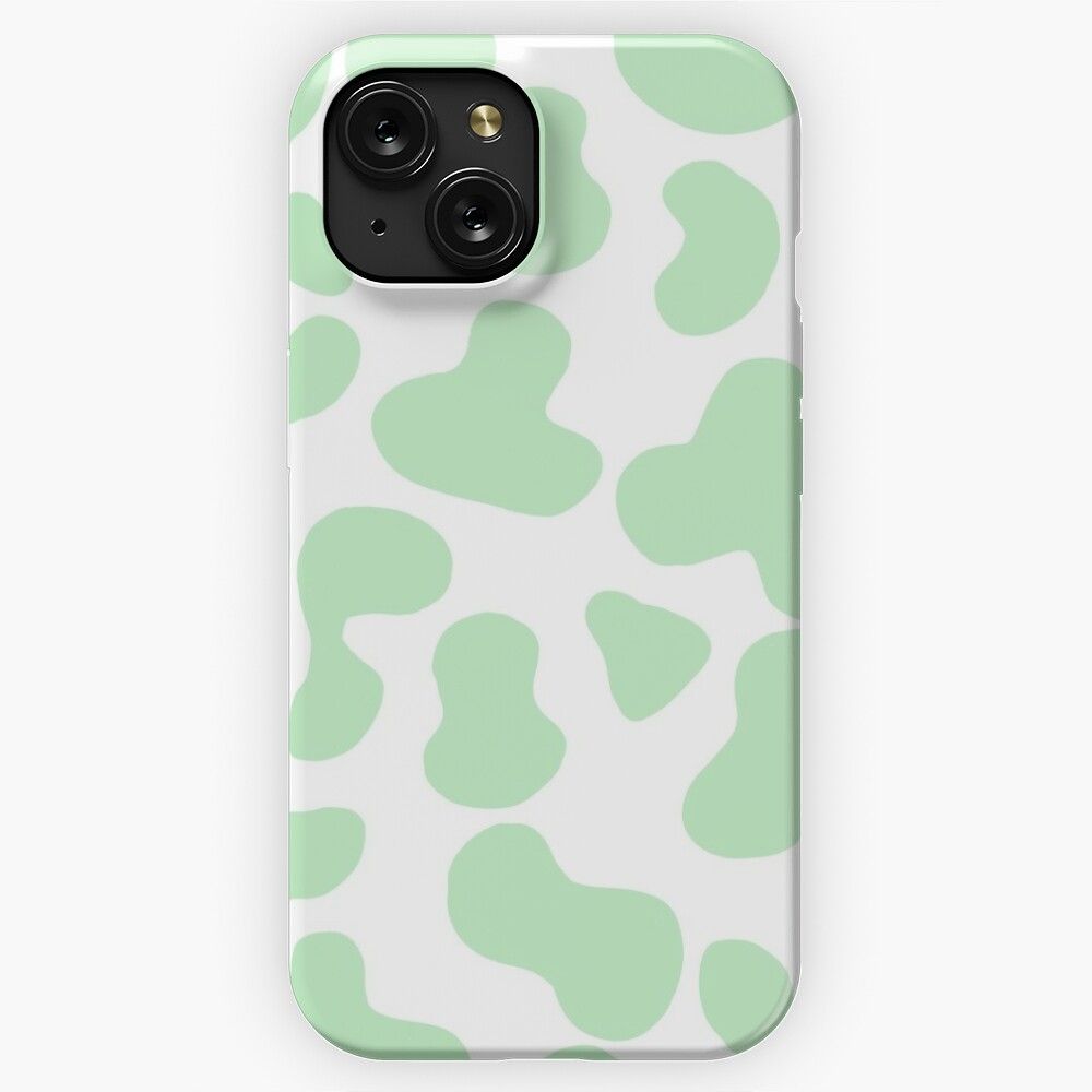 Mint Green Cow Pattern iPhone 15 Slim Phone Case Cover