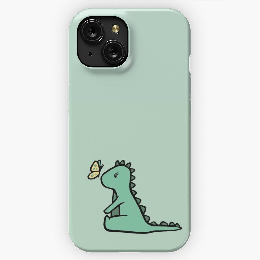 Mint Green Dino iPhone 15 Slim Phone Case Cover