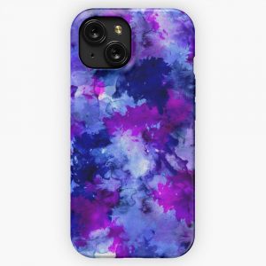 Modern Blue Purple Watercolor Brushstrokes iPhone 15 Slim Phone Case Cover